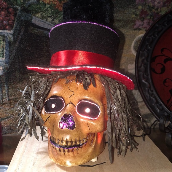 🎄 Fiberoptic light up Skeleton Head Halloween Fall Decoration - Picture 3 of 4